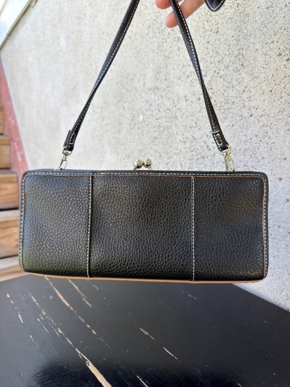 Vintage Tommy Hilfiger Black Kiss Lock Purse Bag